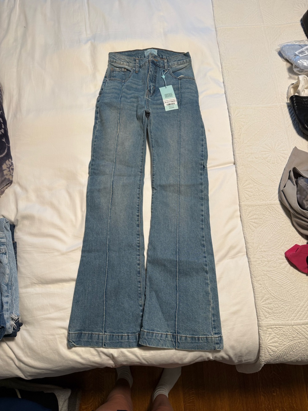 REVICE Venus Flares Light Blue Wide Leg Star-Back Jeans - Picture 3 of 5
